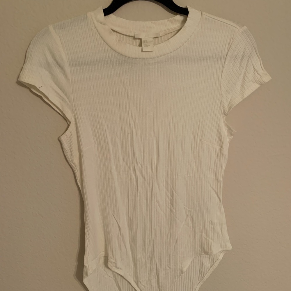 White Ribbed Bodysuit H&M